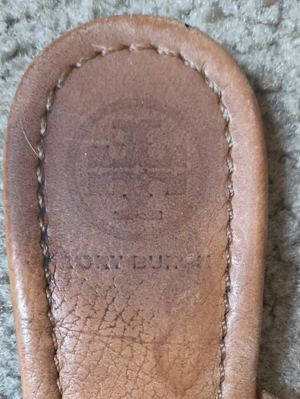Tory Burch Tan Leather Miller Thong Sandals